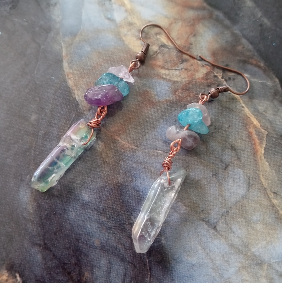 Angel Aura Quartz Crystal Earrings - Picture 4 of 5